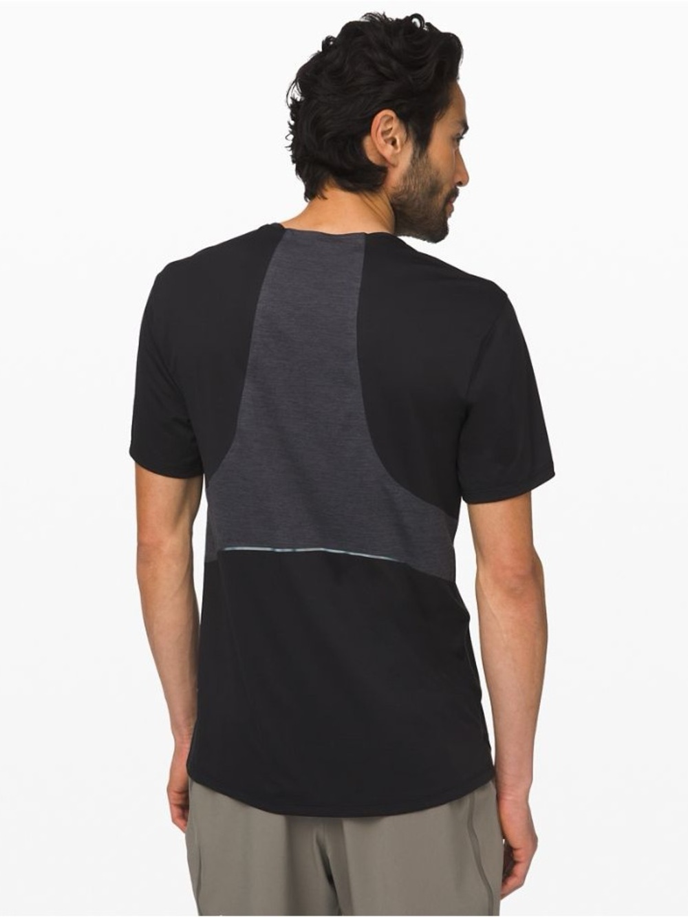 lululemon athletica Fast and Free Short Sleeve - Black/Charcoal Back Panel